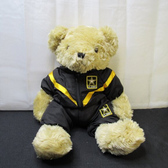 US Army Bear Forces of America Bear Plush Black Gold PT Fitness Windbreaker 1989 - Picture 1 of 11